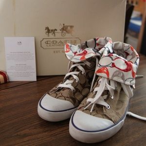 Size 8 Brown Coach High Top Sneakers